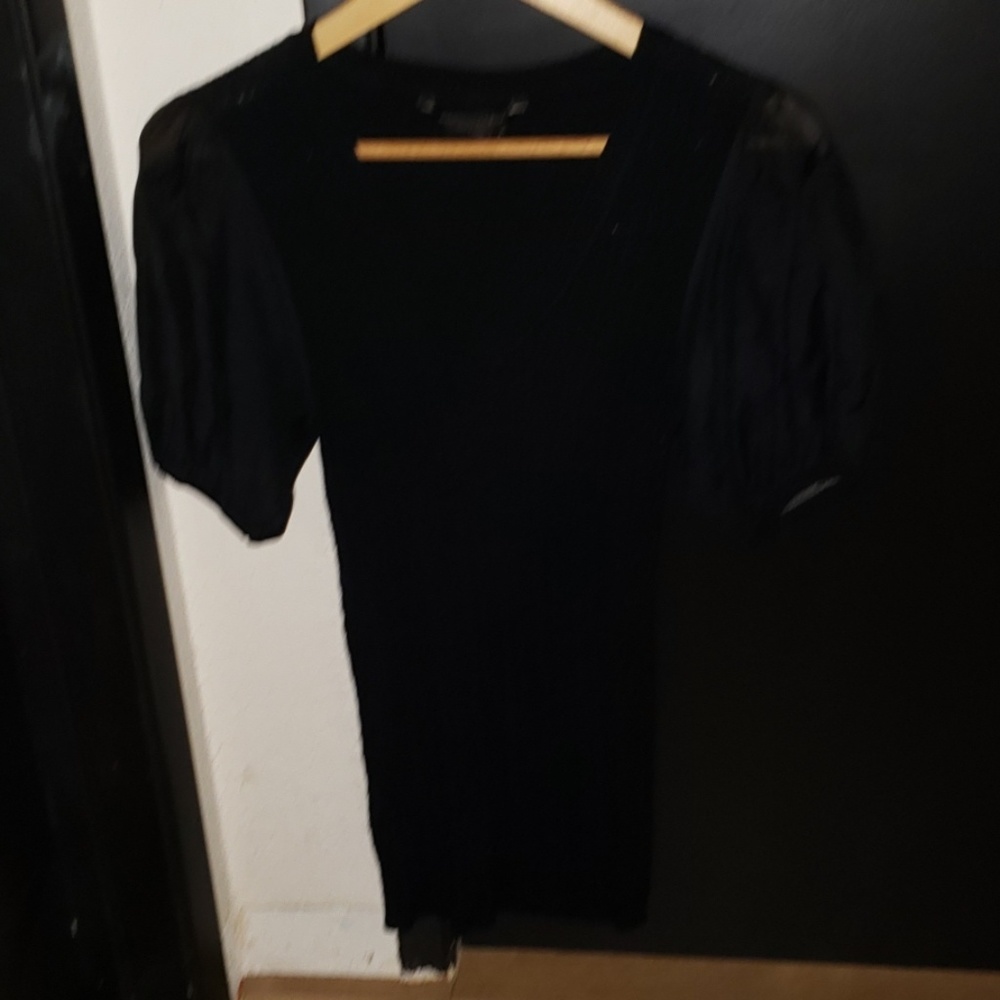 BCBGMaxAzria Black Sweater with Flutter Sleeves.